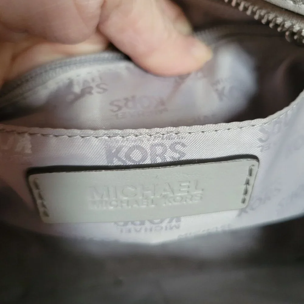 Michael Kors Vivianne Small Quilted Leather Satchel Bag Gray Women's Woman's